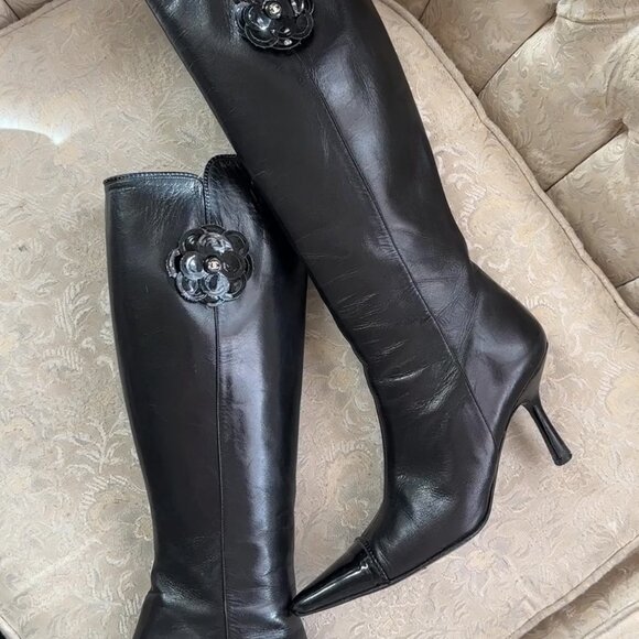 Chanel Camelia Leather Boots - Picture 1 of 7